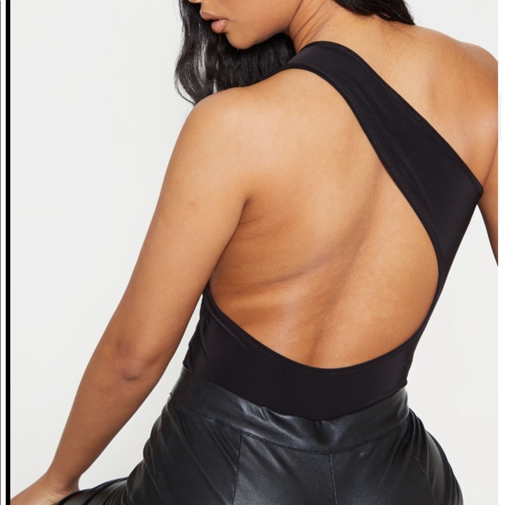 Black Backless Cut Out Slinky Bodysuit